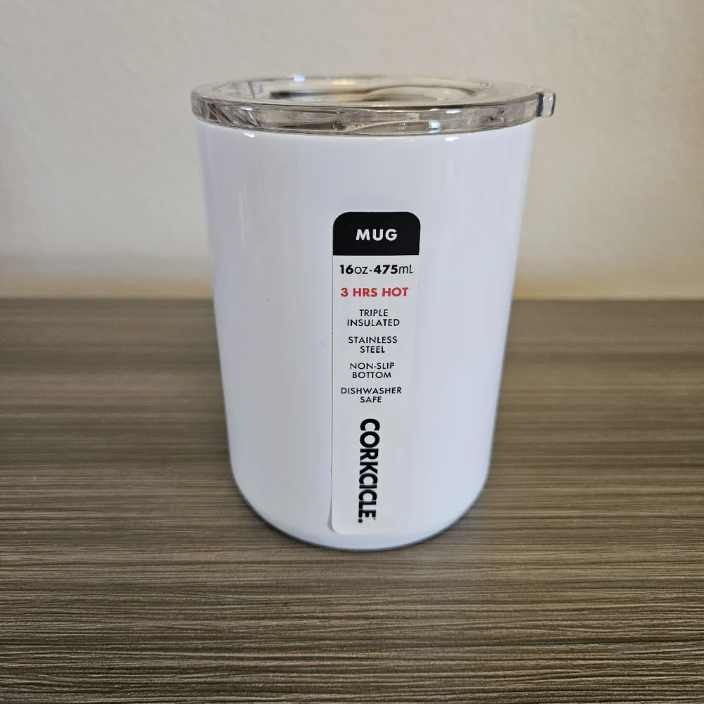 Corkcicle White 16oz Insulated Mug new with tags - Picture 2 of 2